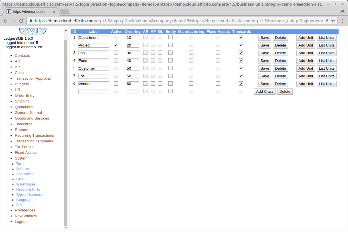 Screenshots for 1.5 | LedgerSMB