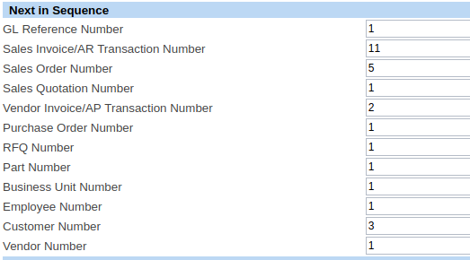 Sequences on the "System > Defaults" page