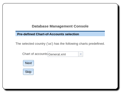 Chart of accounts selection step 2 (country-chart & gifi selection)