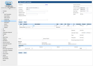 Invoice entry