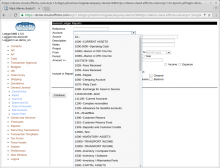 General Ledger search - account selection